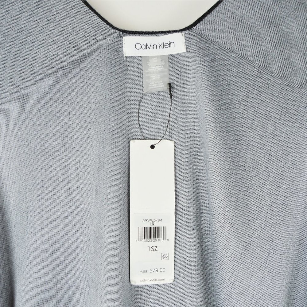 NWT Calvin Klein Reversible Shawl Black/Grey Shawl - Picture 8 of 9